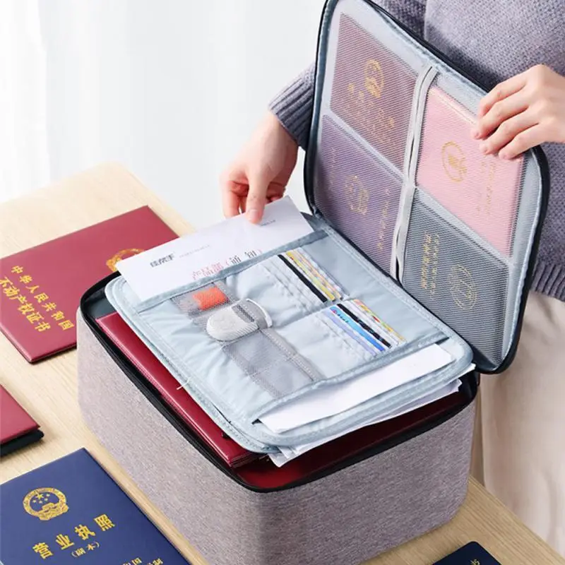 

Large Capacity Multi-Layer Document Tickets Storage Bag Certificate File With Lock Organizer Case Home Travel Briefcase