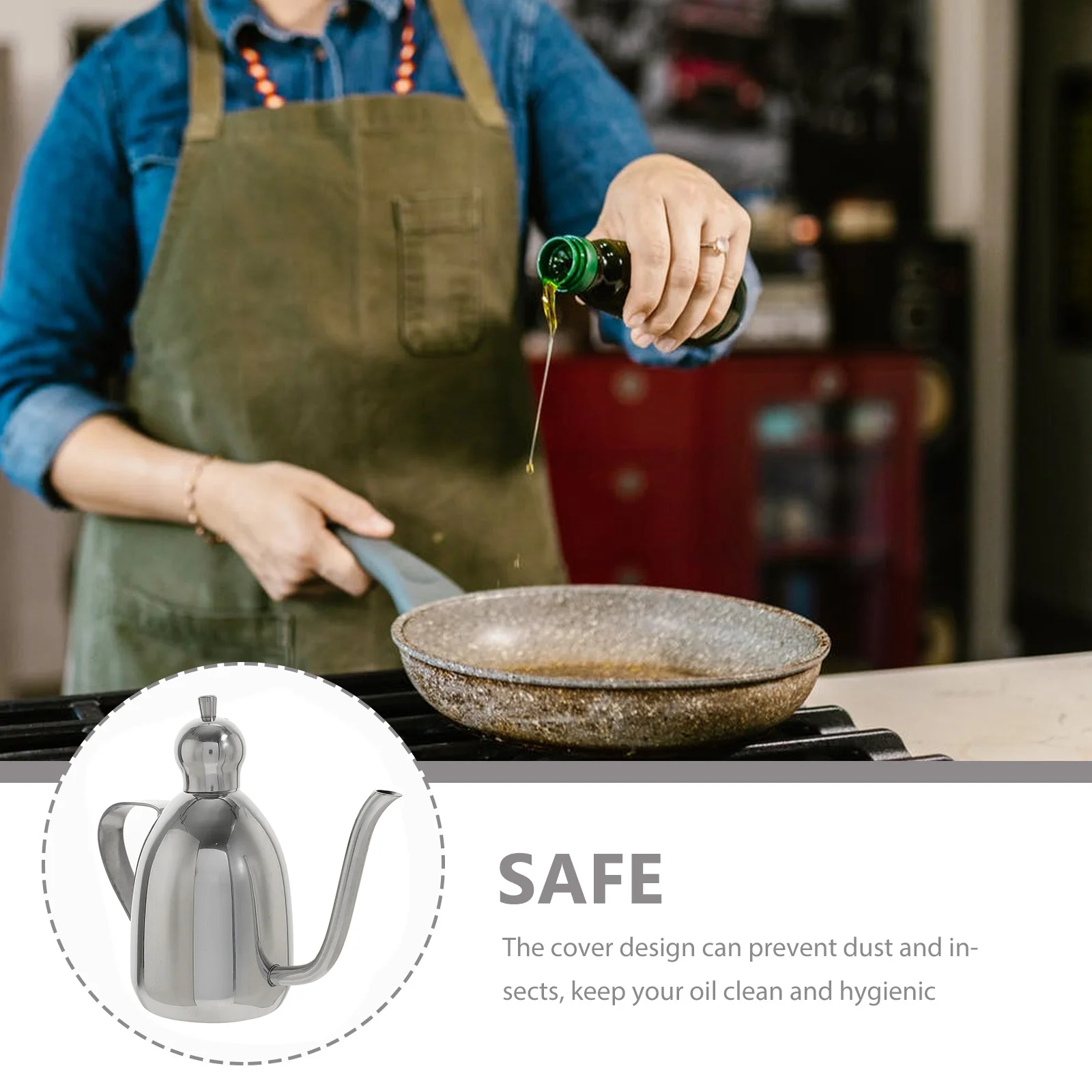 

1pc Stainless Steel Bottle Leakproof Long Spout Kitchen Oil Container For Soy Sauce Vinegar Household Condiment Dispenser