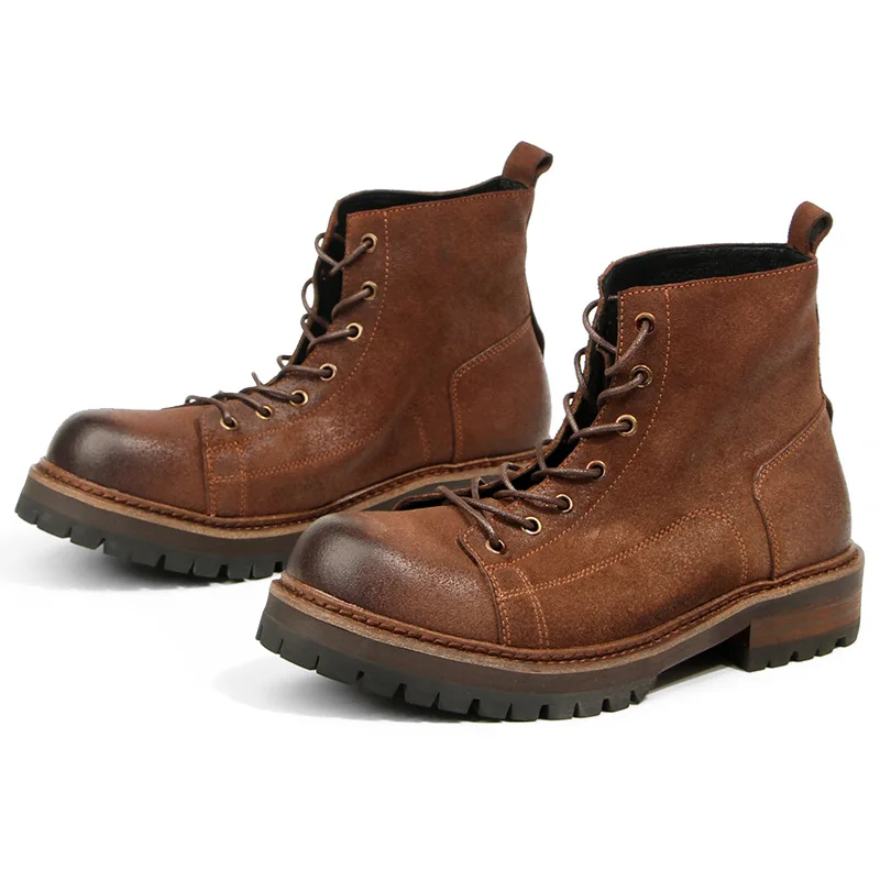 Vintage Cow Suede Mens Ankle Boots Genuine Leather 2026 Autumn British Style Outdoor Short Casual Business Social Shoes Man