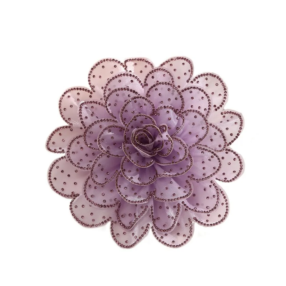 

3D Large Fabric Flower Patch Mesh Gauze Rhinestones Clothing Patch Handmade Multi-layered Clothes Appliques Clothes Decoration