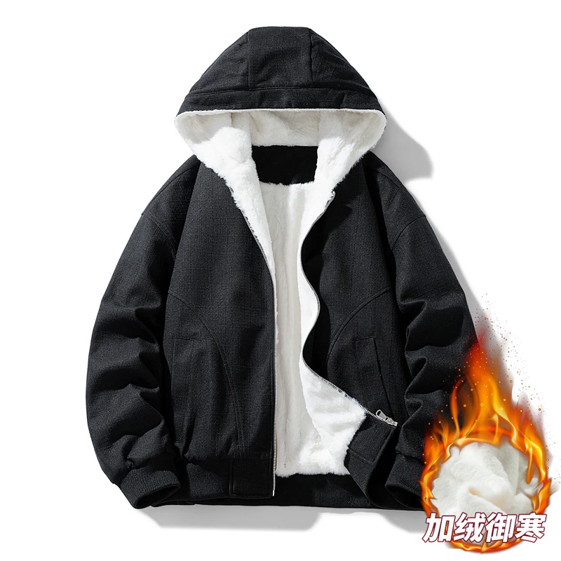 

Winter Men Fleece Padded Windbreaker Parkas Hooded Jacket Men's Coat Winter Warm Thick Zipper Coat Padded Overcoat for Men