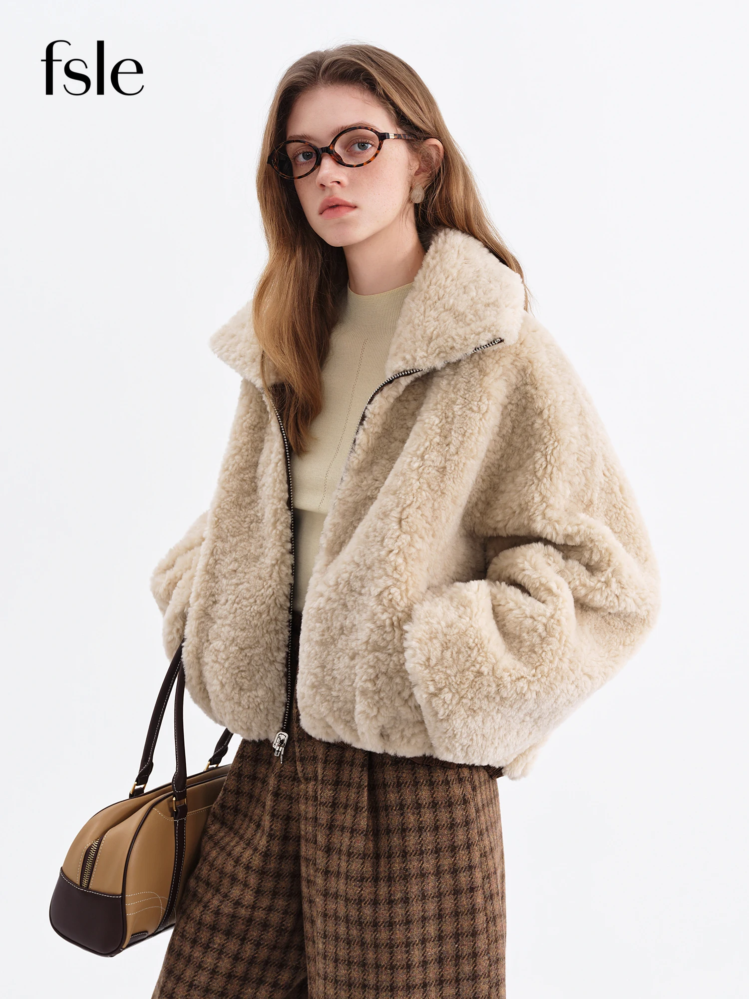 

FSLE укороченные шубы женские с отложным воротником новый корейский стиль свободный крой двусторонний меховой топ уличная одежда шикарный простой стильный