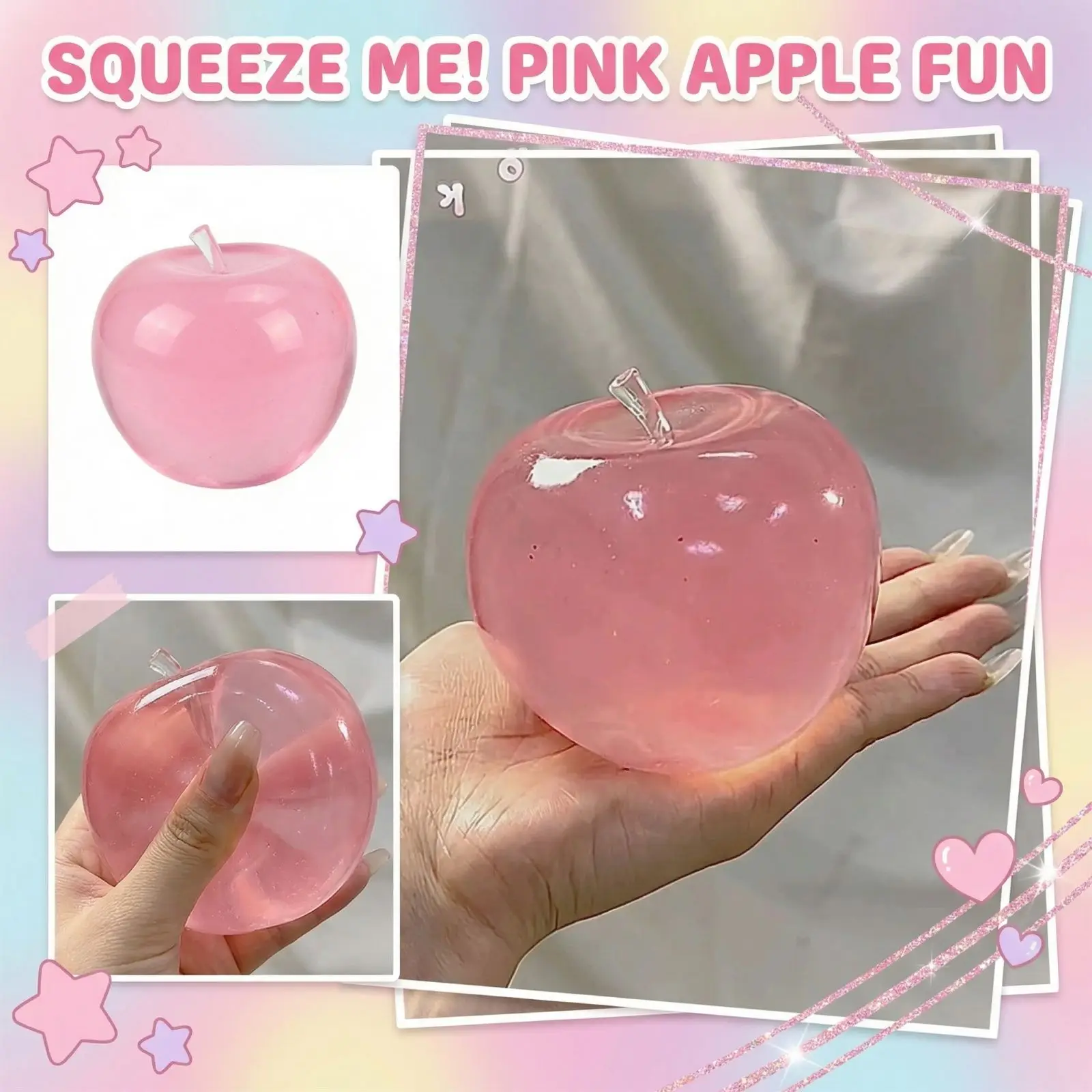 Pink Fidget Toy Stress Relief Translucent Shiny Fun Gift Kids Adults Toy Decompression Toy Cute Sensory Soft 