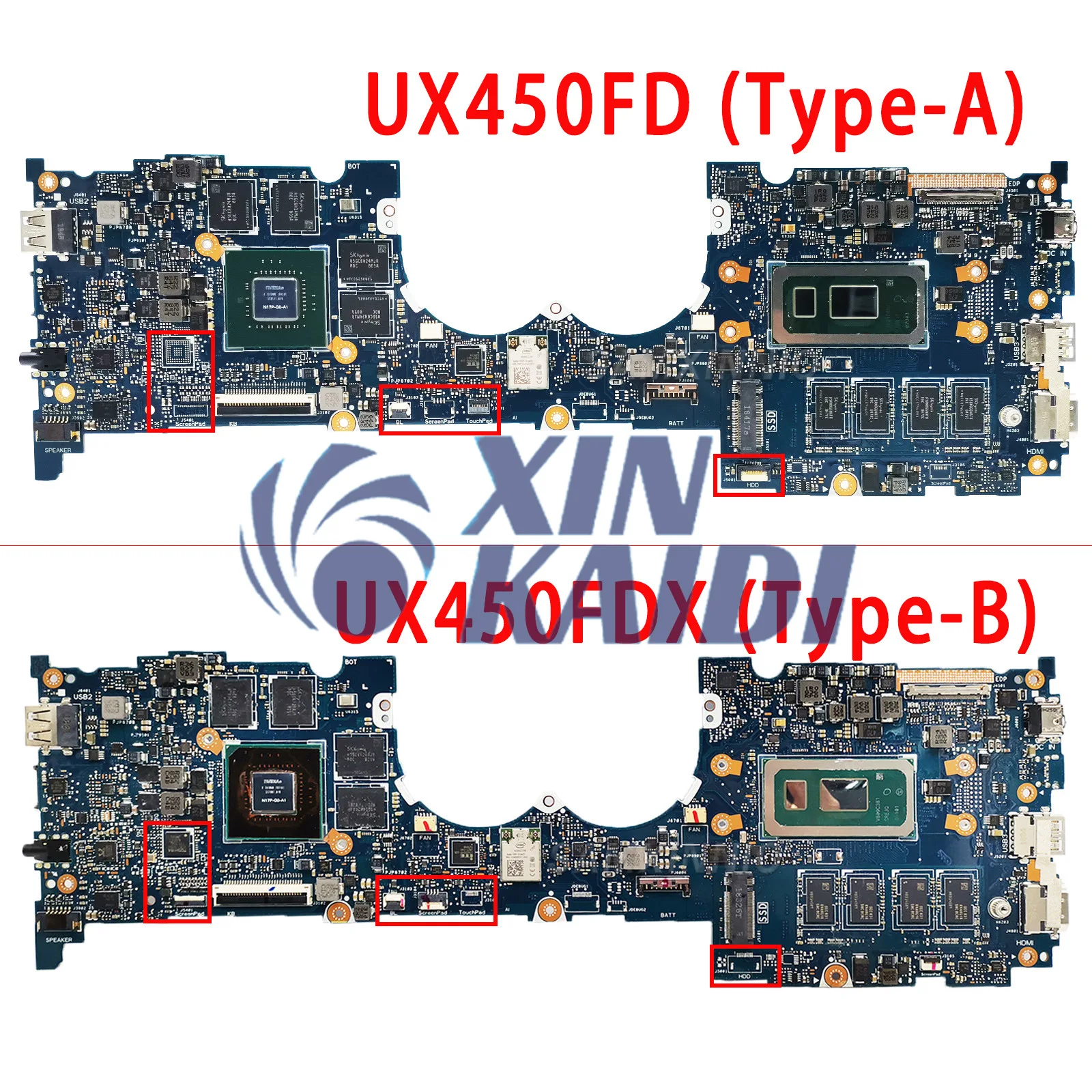 Placa base de ordenador portátil ASUS ZenBook Pro 14, UX480F, UX450FD, UX450F, i5, i7, 8th GTX1050-V2G, V4G RAM, 8GB, 16GB