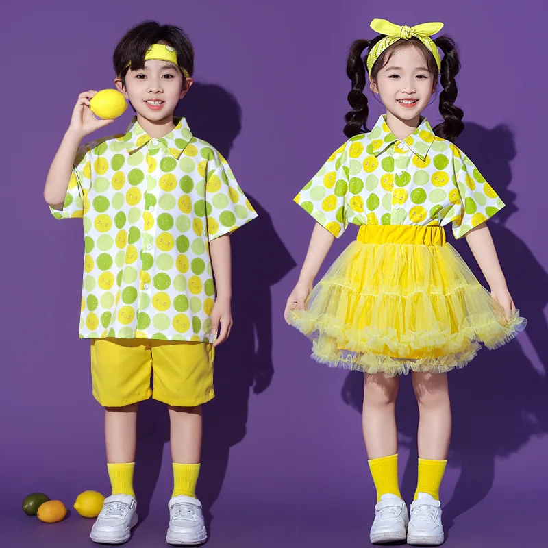 Jazz Dance Performance Outfit Primary School Sports Meeting New Model Set Yellow Set Cheerleading Chorus Performance Clothes