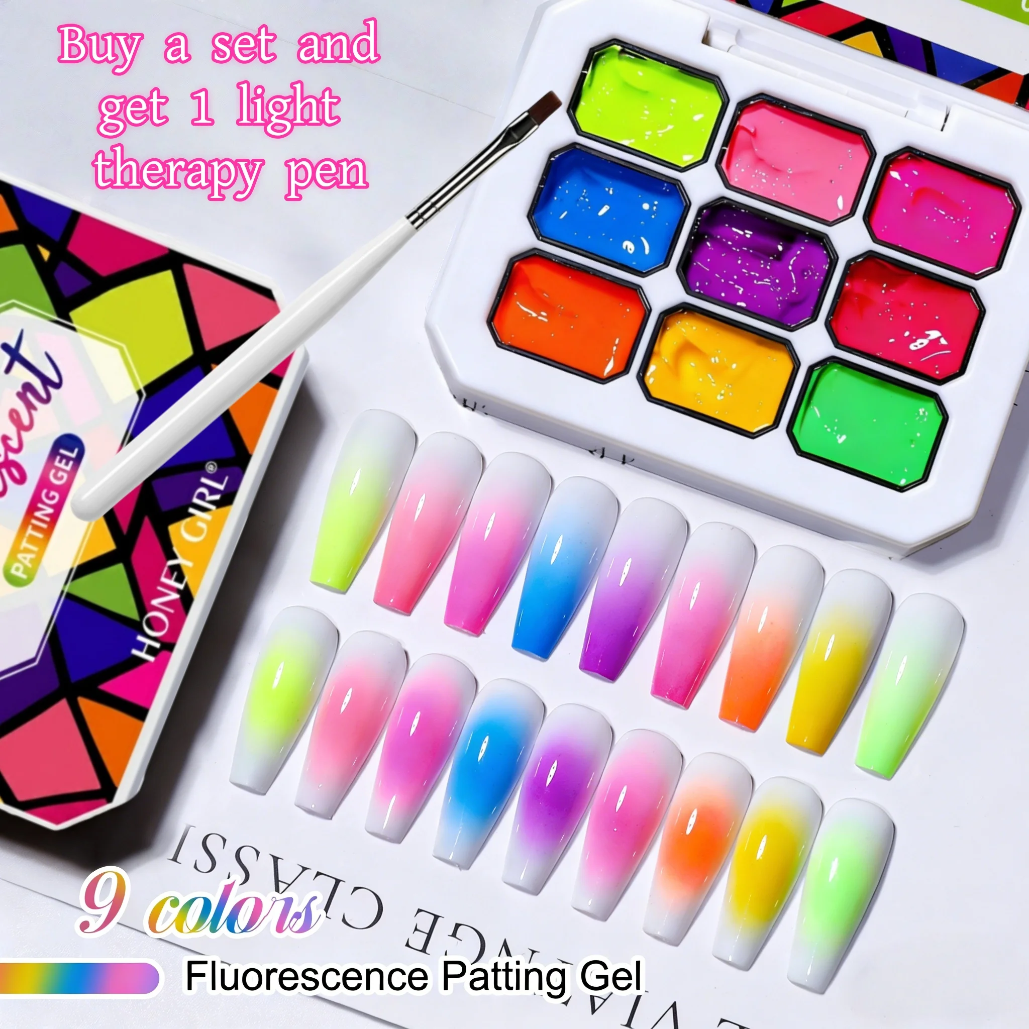 

1 set Y2K Nail Gel, Rainbow Dopamine Series, High Saturation Shine,comes with a nail art brush, LED Nail Art, DIY Nail Design