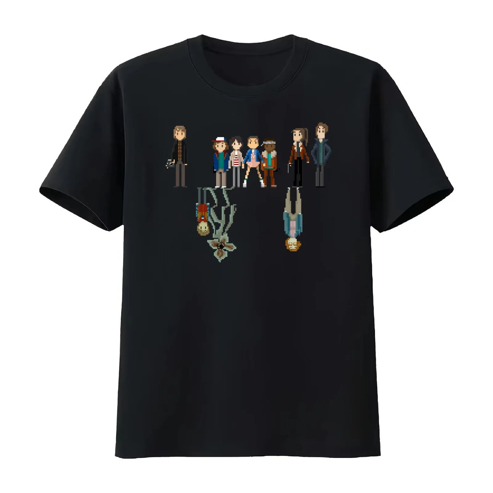 STRANGER 8 BIT T-Shirt Summer Casual Cotton Tee Oversized Streetwear Tops Vintage Graphic Print Loose Fit Short Sleeve