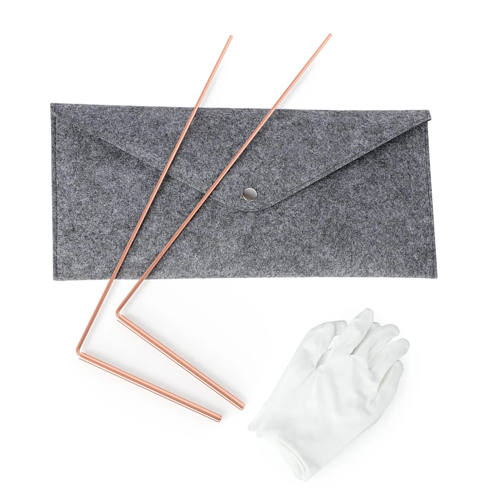 99.9% Pure Copper Dowsing Rods Kit 2PCS Divining Rods Bag Gloves Pendulum For Water Divining Witching Metal Detector Rod