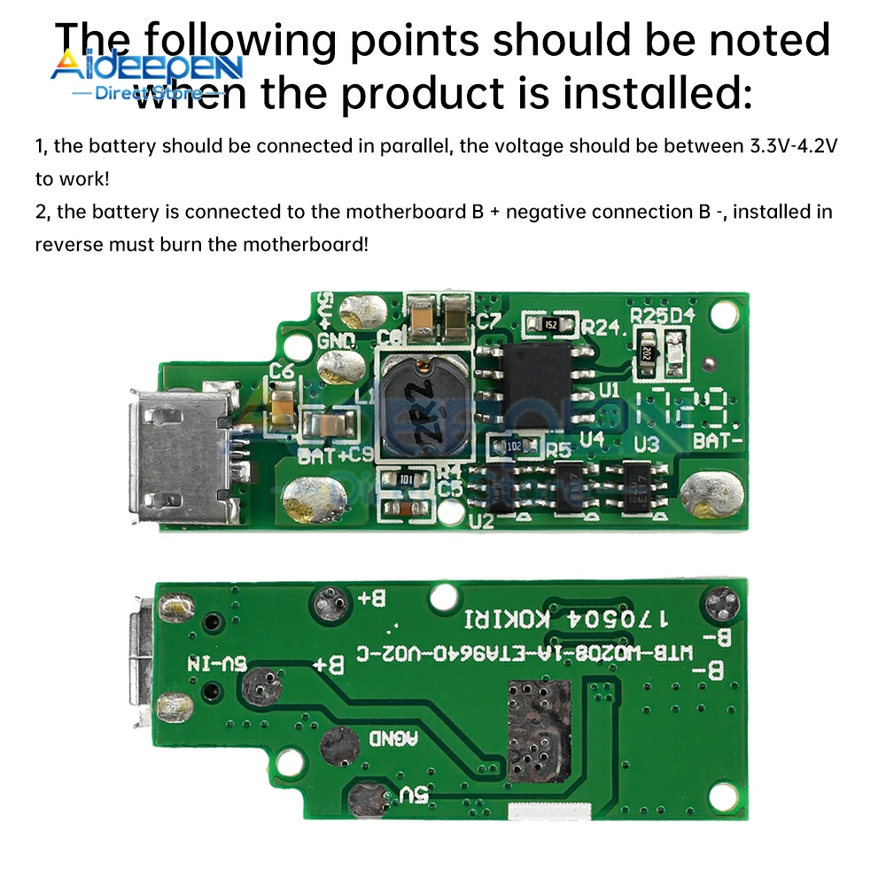 18650 Boost Charger Board 3.7V to 5V Micro USB Output With Over-Current/Voltage Protection DIY Mini Power Bank Module