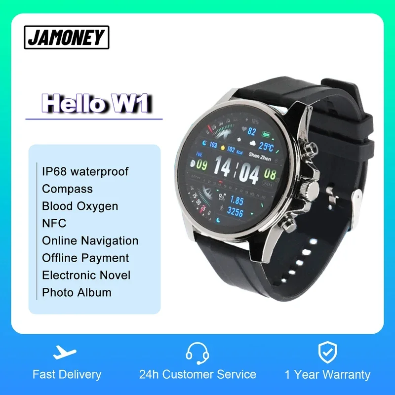 

Смарт-часы Hello W1 с OLED-экраном 1,43 дюйма, водостойкие, IP68, Bluetooth, 1 Гб памяти