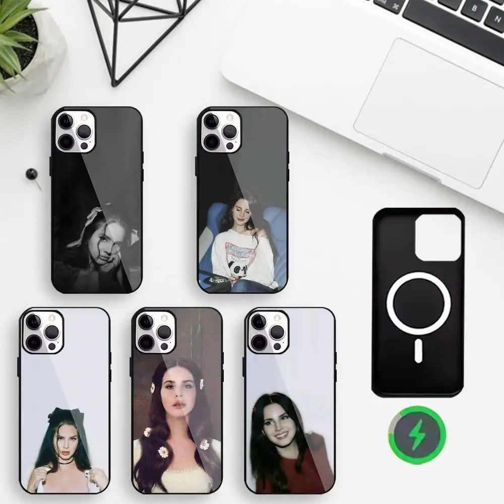 

Singer L-Lana Del Rey Phone Case For iPhone17,16,15,14,13,12,11 Max Black Wireless Charging Protecitve Cover