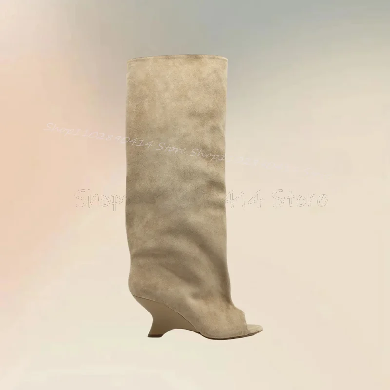 Botas aterciopeladas con punta abierta Para mujer, Zapatos de tacón de estilo extraño, a la moda, cómodos, Para fiesta, banquete y pasarela, 2024