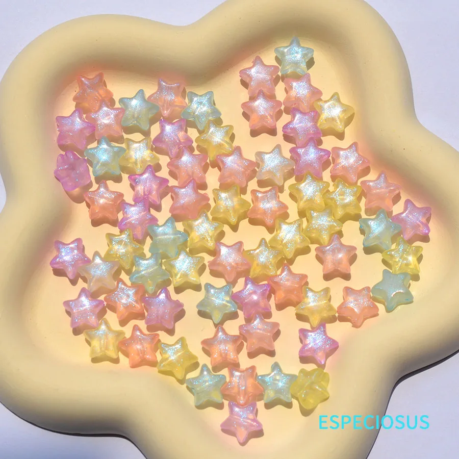 11MM Jelly Color Luminous Pentagram Beads Departments Multi Color Star Spacer Bracelet Necklace Fittings DIY Jewelry Accessories