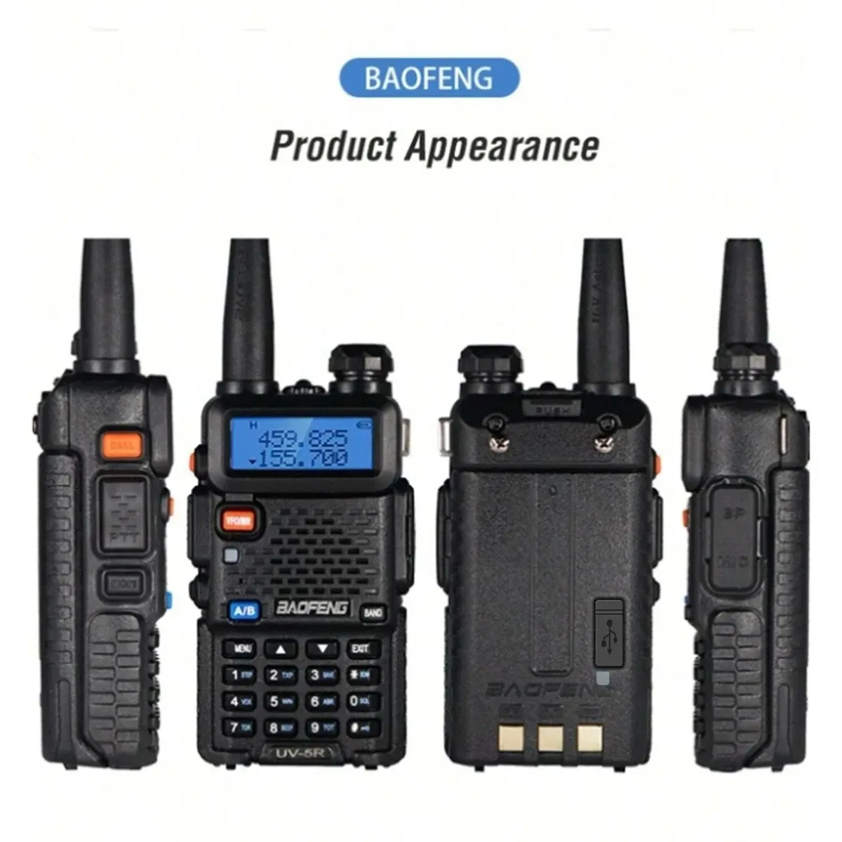 1 قطعة/2 قطعة Baofeng UV-5R USB طويلة المدى هام الهواة مع راديو FM طويلة المدى المحمولة اتجاهين راديو Baofeng CB راديو لاسلكي Tal