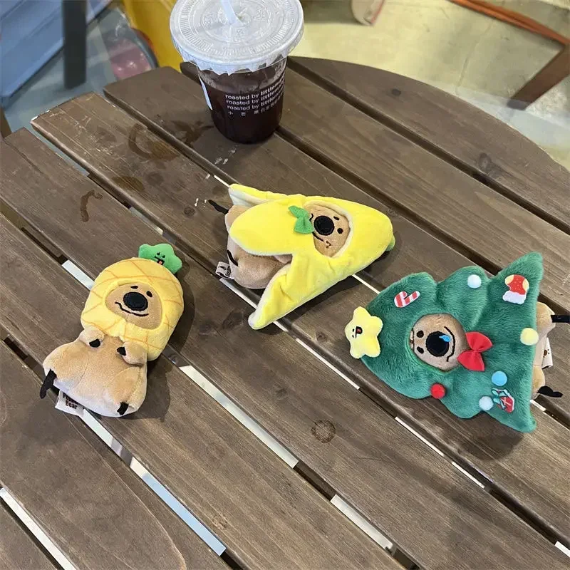 Cloak Bear Plush Pendant for Kids, Cute Doll Chapelaria, Natal, Persimmon Pepper Bear, carro, Schoolbags, acessórios, presentes, 10cm