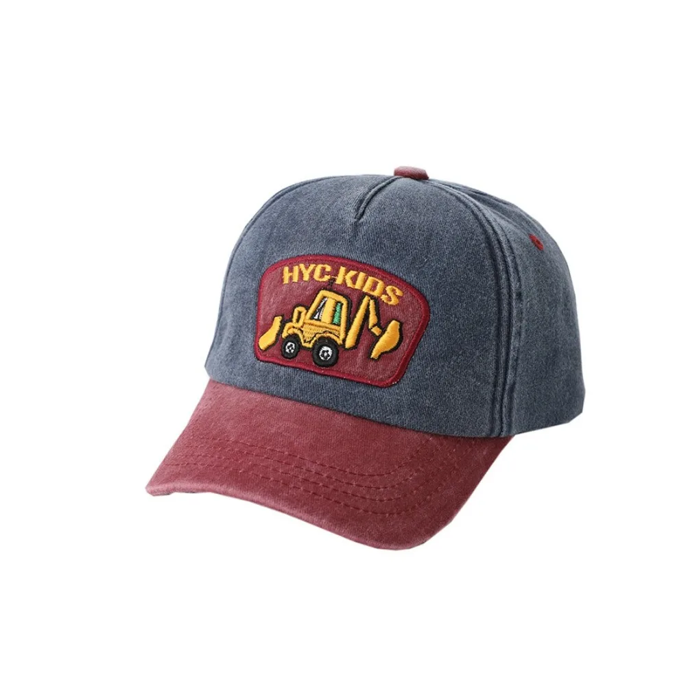 

Fashion Adjustable Peaked Cap Washed Color Cartoon Duckbill Cap Color Matching Excavator Sun Hat Travel