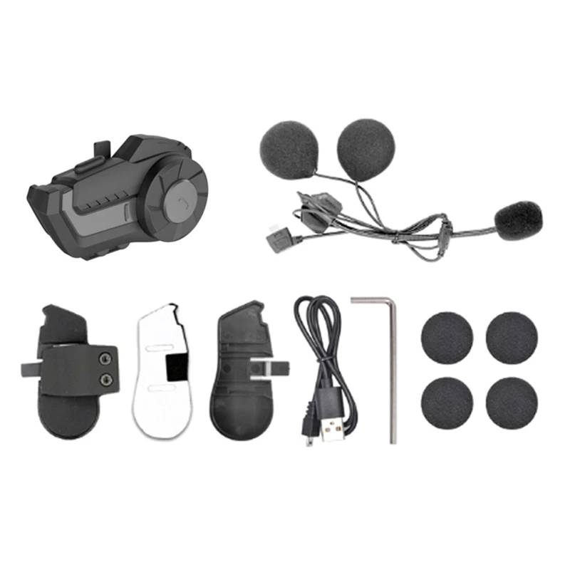 

HY-1001 Motorcycle Helmet Intercom Headset 800M 2 Rider Talking Bluetooth 5.0 Headset with Microphone FM Radio IPX6 Waterproof