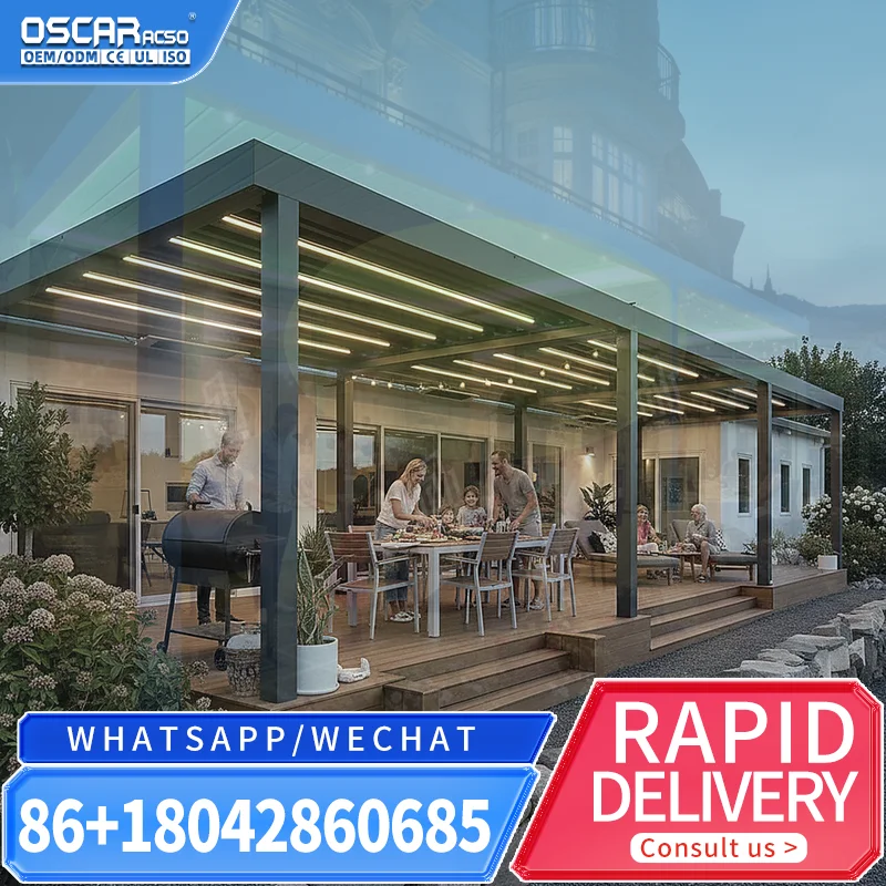 Wholesale OEM Outdoor Aluminum Electric Retractable Waterproof Roof Pavilion for Garden Backyard Patio pergola