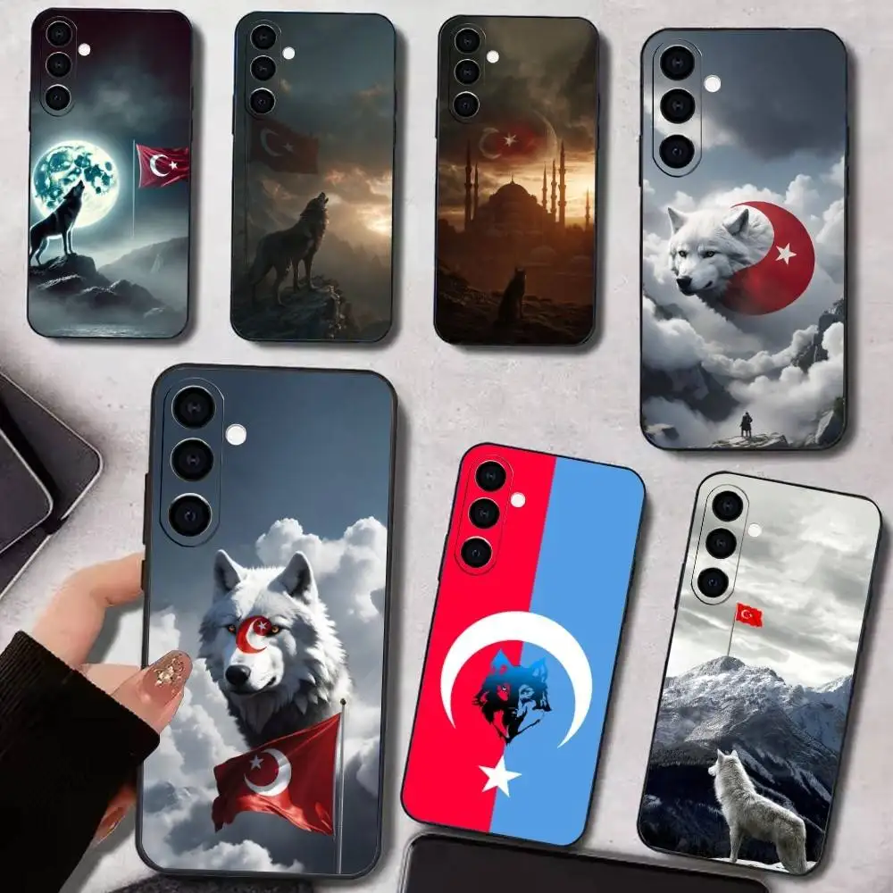 Turkey Flag bozkurt Turk Wolf Phone Case For Samsung Galaxy A73,A72,A71,A70,A53,A52,A51,Soft Silicone Black Cover