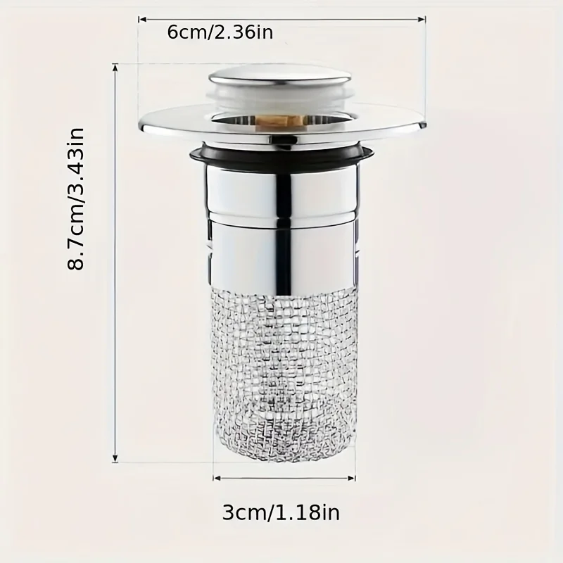 1Pc Bathroom Sink Plug, Small Diameter Sink Filter Basket for Universal Replacement, Pop-Up Stainless Steel Drain Filter