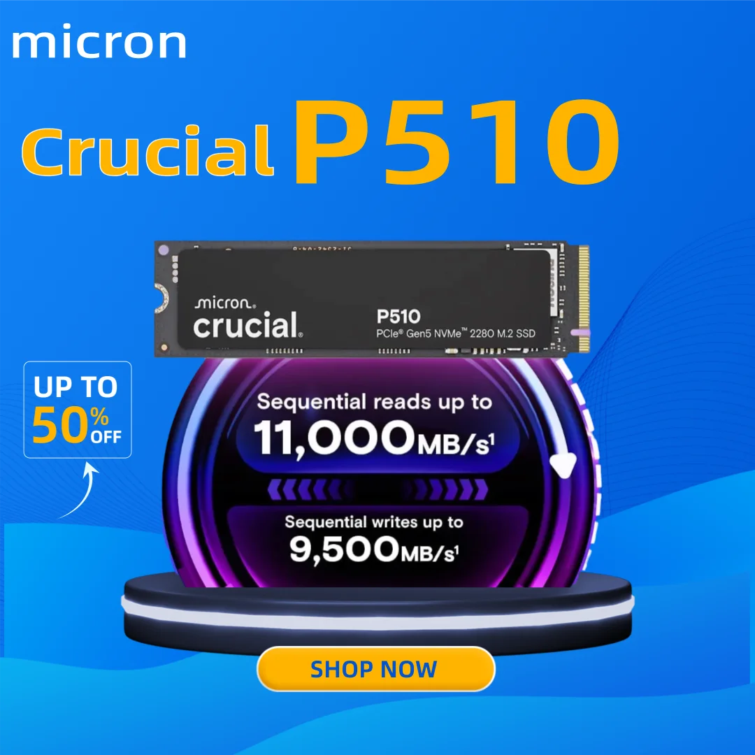 

Твердотельный накопитель Crucial P510 Gen5 NVMe, скорость до 11 000 МБ/с, PCIe 5.0 M.2 2280, внутренний SSD-накопитель