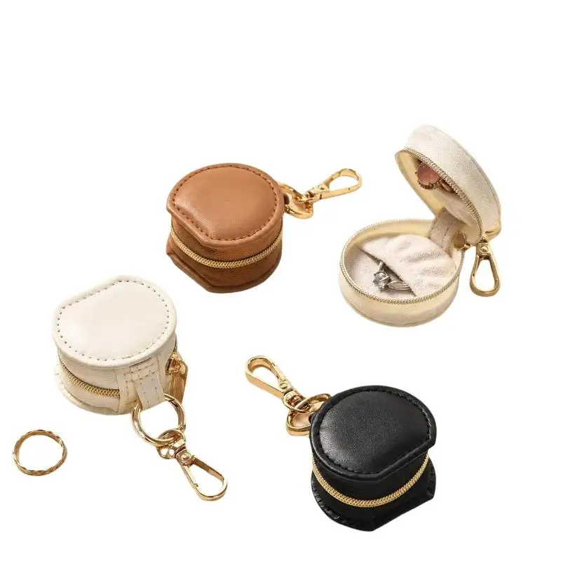 Mini-Schmuckkästchen-Schlüsselanhänger, halbkreisförmiger Ohrring-Organizer, tragbare Ringbox, minimalistische Reisetasche, Anhänger, Geschenke – Detail 6