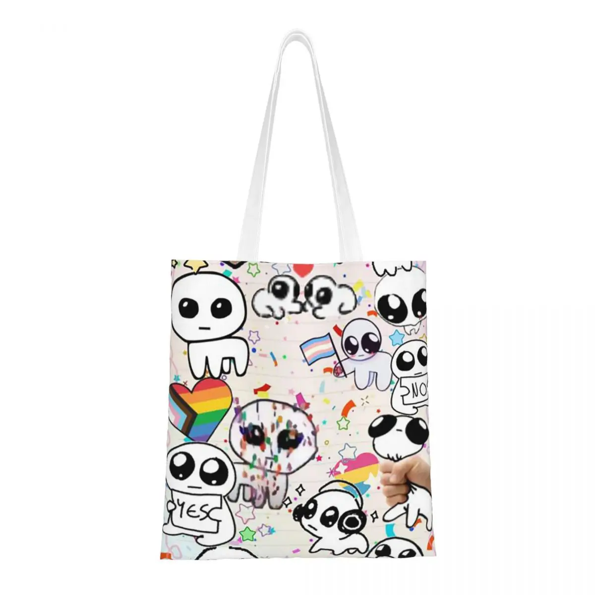 TBH Autism Creature Meme Yippee  Shopping Bags Ladies Canvas The Tote Bag Foldable Women Shoulder Tote Travel Handbag