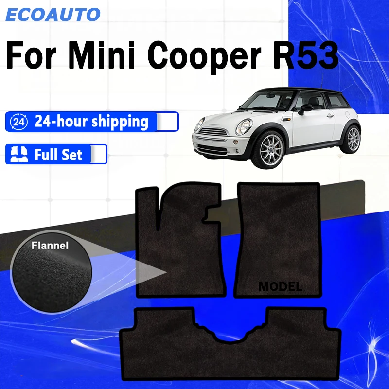 

ECOAUTO Flannel Velour mats front for Mini Cooper R53 hatchback (2001 2002 2003 2004-2006) -Black