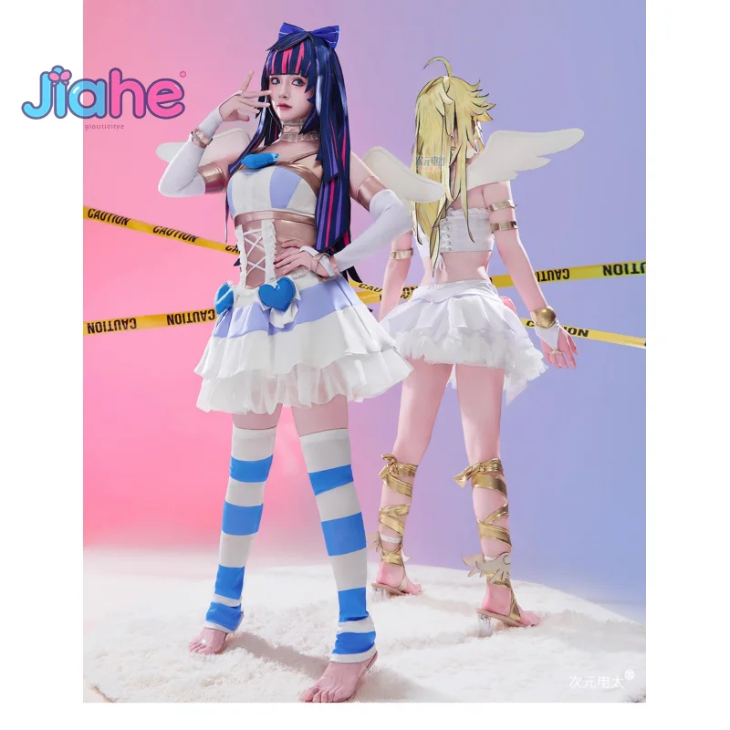 

Panty Sutokkingu Stocking Cosplay Panty & Stocking with Garterbelt Costume Halloween Sweet Top Props Skirts Women New Uniform