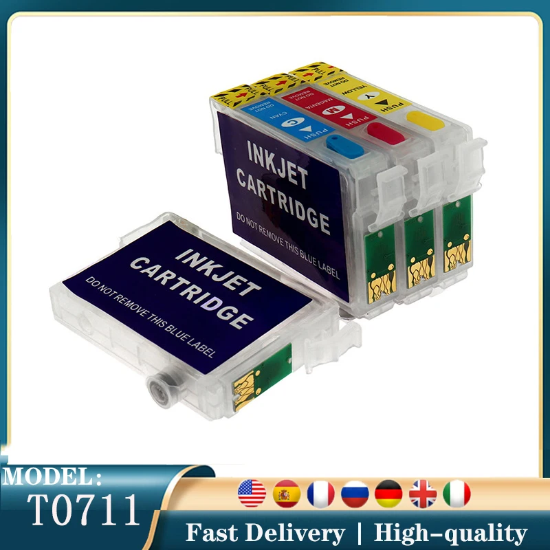 T0711 with chip Refillable Ink Cartridge For Epson D78 D92 D120 DX4050 DX4400 DX4450 SX210 SX215 SX218 SX115 SX400 SX405 SX410