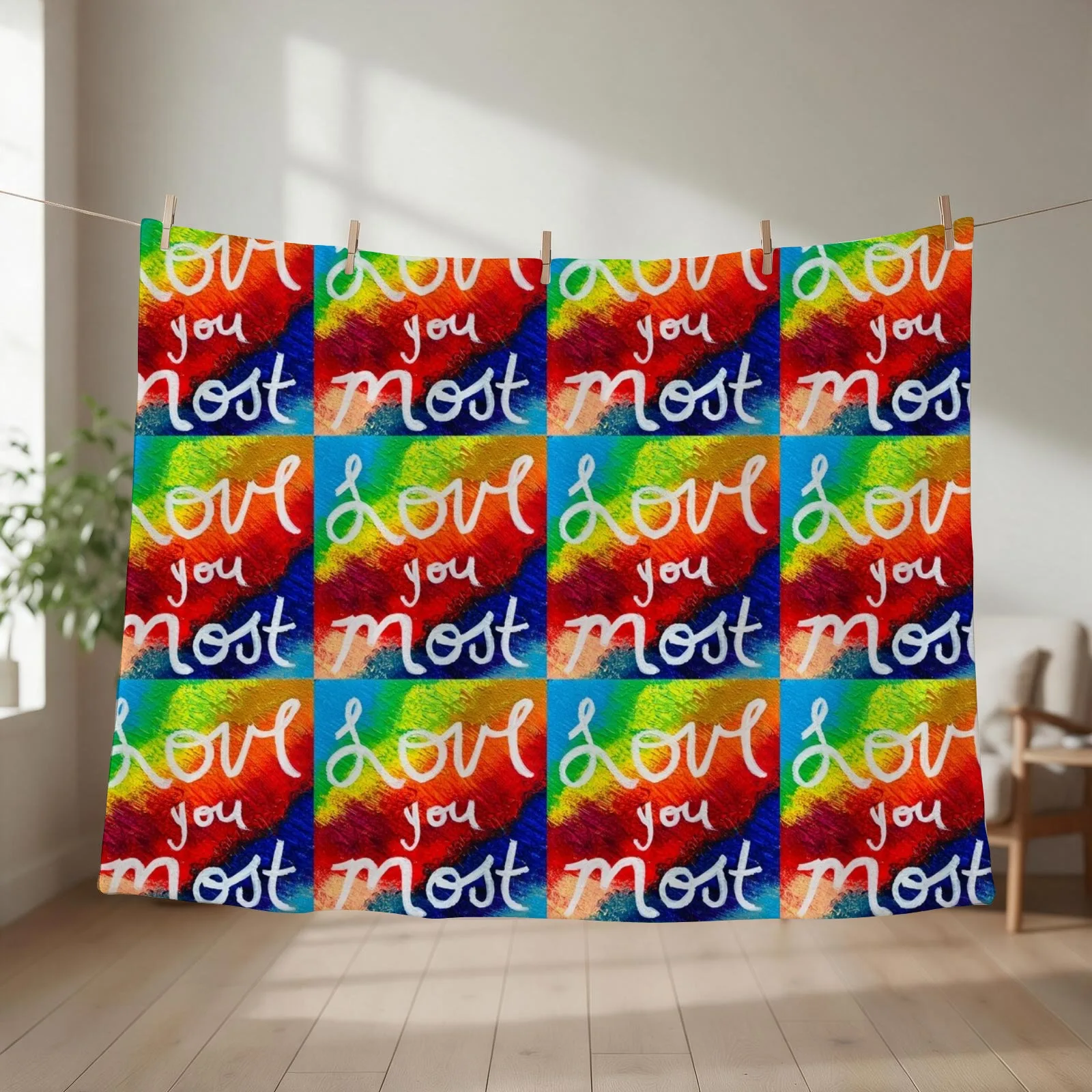 Love You Most Throw Blanket couch cozy soft plush fuzzy picnic outdoor blanket