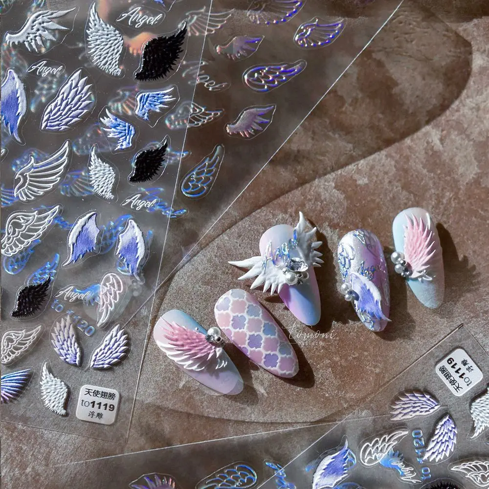 Diverse styles Embossed Self Adhesive stickers 3D Angel Wings Nail Sticker Nail Decorations Nail Art Decal Manicure Tool