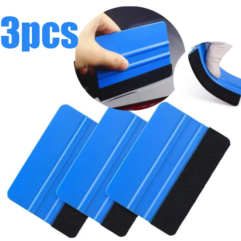 1-3pcs Car Decals Squeegee Vinyl Wrapping Spatula Edge With Scratch-free Suede Felt Window Film Lights Film Scraper Tool