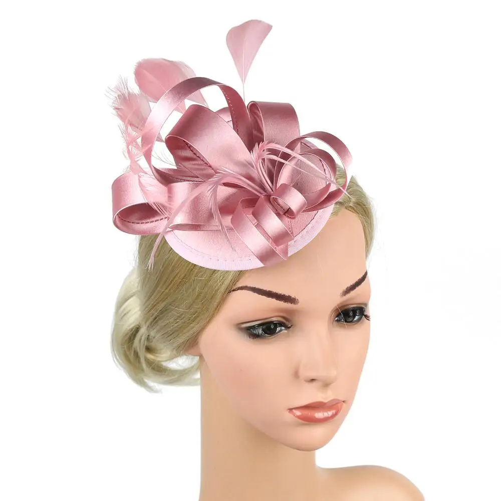 Women Fascinator Hat with Clip Phillbox Feather Hair Clip Kentucky Derby Cocktail Tea Party Hair Accessories Ladies Headwear