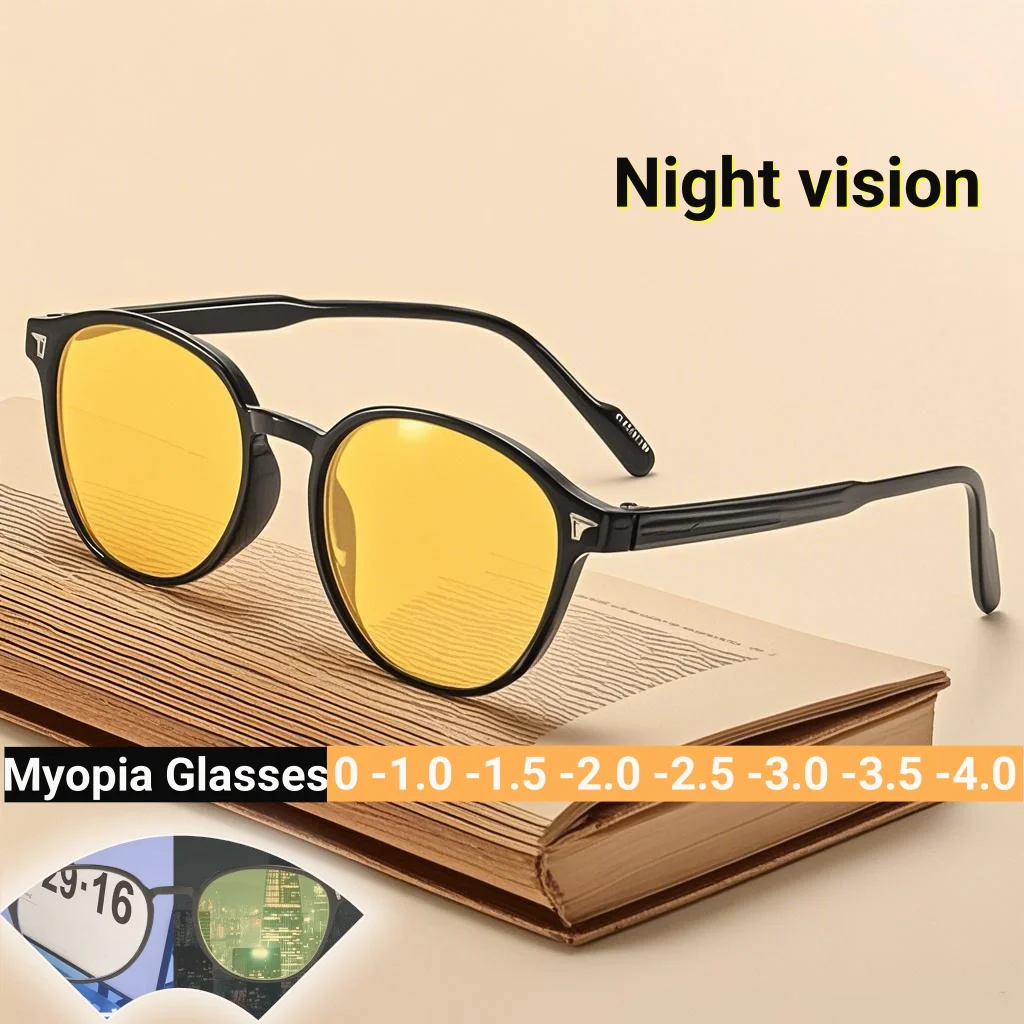 

Новые летние ретро круглые оправы с рисовыми ногтями, очки для близорукости ночного видения, нейтральные солнцезащитные очки для ночного вождения, солнцезащитные очки для близорукости с защитой от UV400