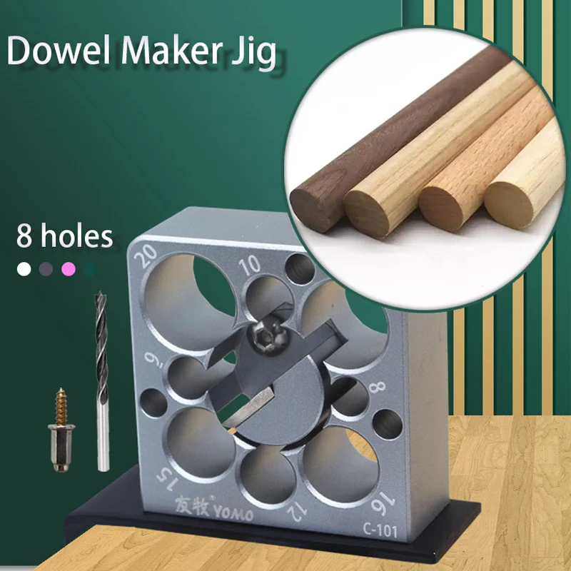 

Dowel Maker Jig Kit 8mm-20mm Adjustable Electric Drill Rounder Wooden Stick/Round Rod Maker Round Rod Auxiliary Woodworking Tool