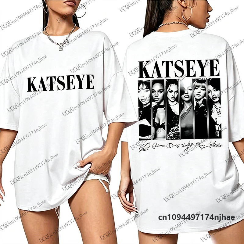 2026 Hot Kpop Katseye Graphic Print Cotton T-Shirt For Women Summer Short Sleeve Harajuku Surfing Tees Casual Kids/Adult Tops