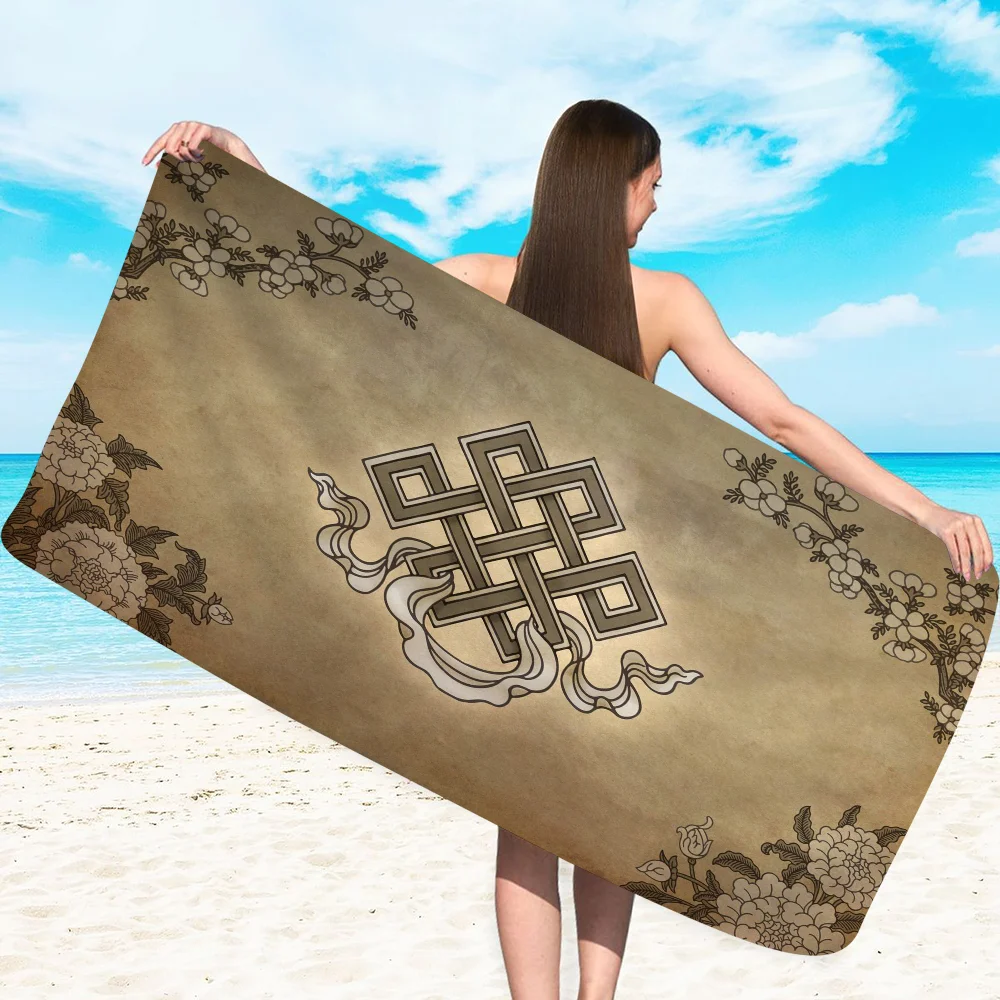 Nordic Viking Vintage ผ้าเช็ดตัวชายหาดการ์ตูนน่ารักฤดูร้อนเด็กขนาดใหญ่สระว่ายน้ําผ้าเช็ดตัวชายหาดไมโครไฟเบอร์ดูดซับสําหรับว่ายน้ํา