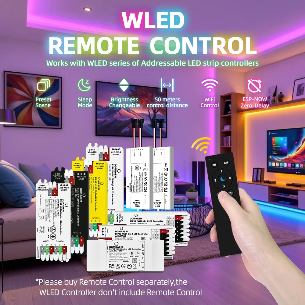 DOMRAEM ESP32 4-Kanal WLED-Controller mit 16A Sicherung & Level Shifter, Sound-Sync-kompatibel mit WS281x Digital RGB IC LED-Streifen – Detail 1