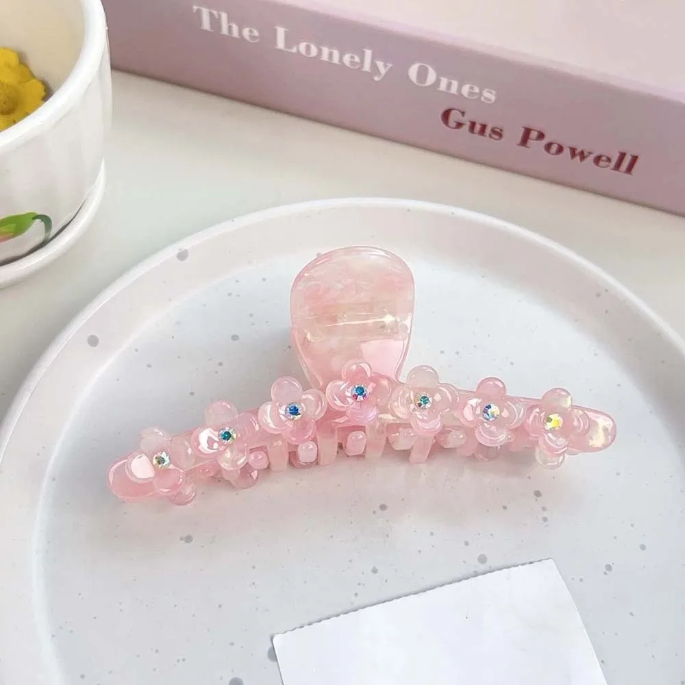 

Elegant Flower Hair Claw Gradient Color Korean Style Straight Line Shaped Shark Clip Hairgrips Waterproof Acetic Acid Hair Claw