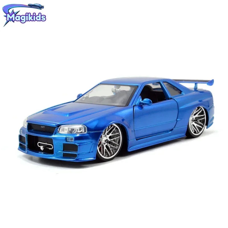 1:24 	 Brian's 2002 Nissan Skyline GT-R (BNR34) carro de brinquedo Metal 12 + y Diecast Car Coleção de presentes para crianças J200