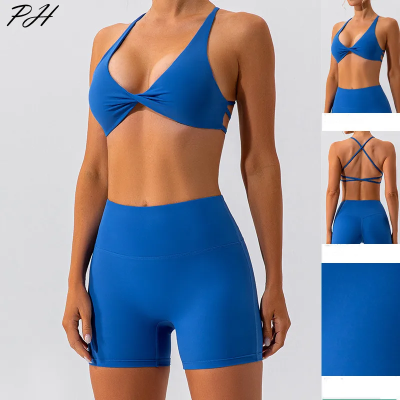 Sexy Gym Yoga Set Women Summer Seamless Sports Suits Fitness Workout Clothes Women\'s Tracksuits Sports Bra High Waist Shorts