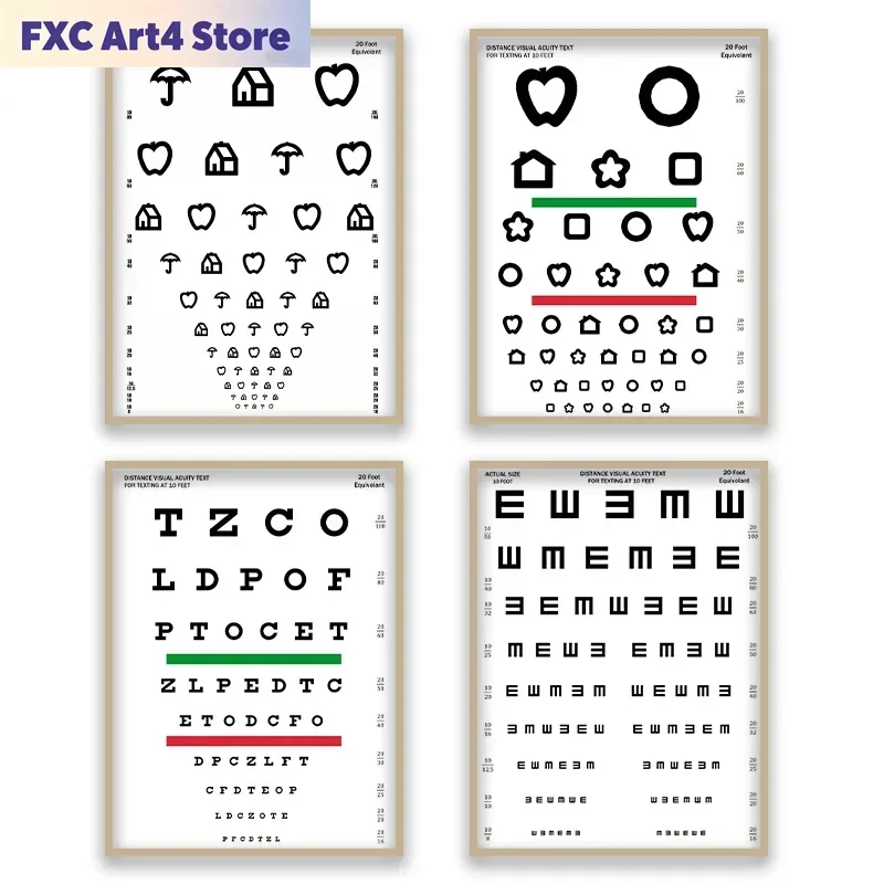 Frameless Professional Vision Testing Chart Canvas Poster Wall Art Painting Ophthalmic Clinic Optometry Room Wall Decoration