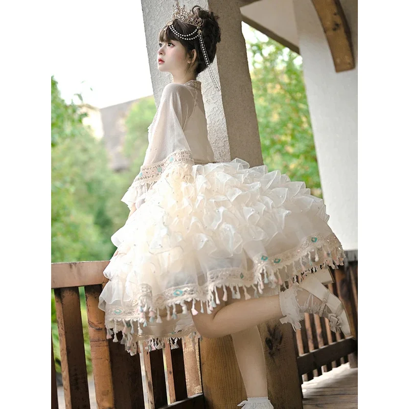 Elegant Lolita Jsk Suspender Dress Princess Palace Oil Painting Cla Ruffle Gorgeous Dress Court Style JSK Tea Paty Dress