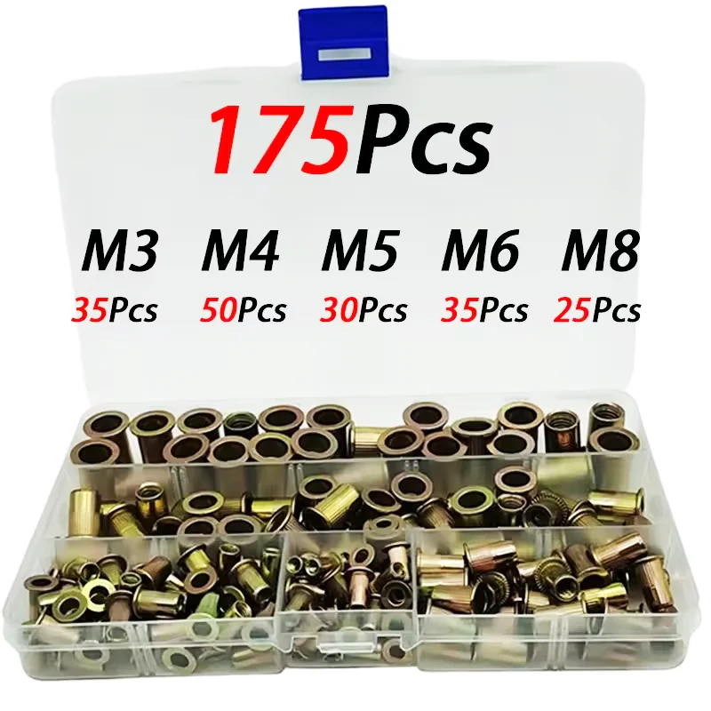 Blind Rivet Nuts, Flat Head Threaded Insert Zinc Plated Nuts, Galvanized Carbon Steel Rivnut ,Sheet Metal Repair M3 M4 M5 M6 M8