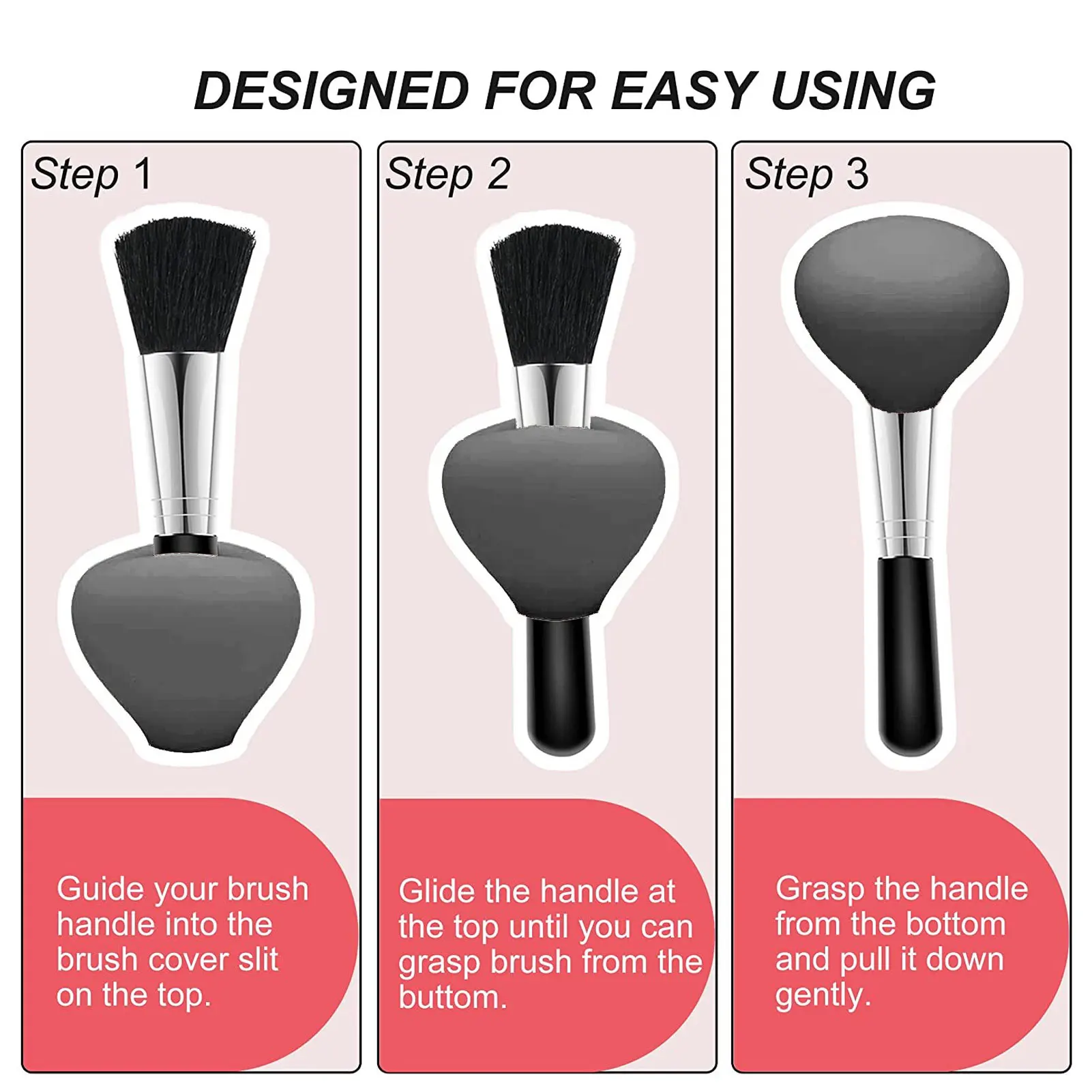 3pcs Makeup Brush Cover Portable Silicone Heart Shaped Cosmetic Brush Guard Cap For Women Girls