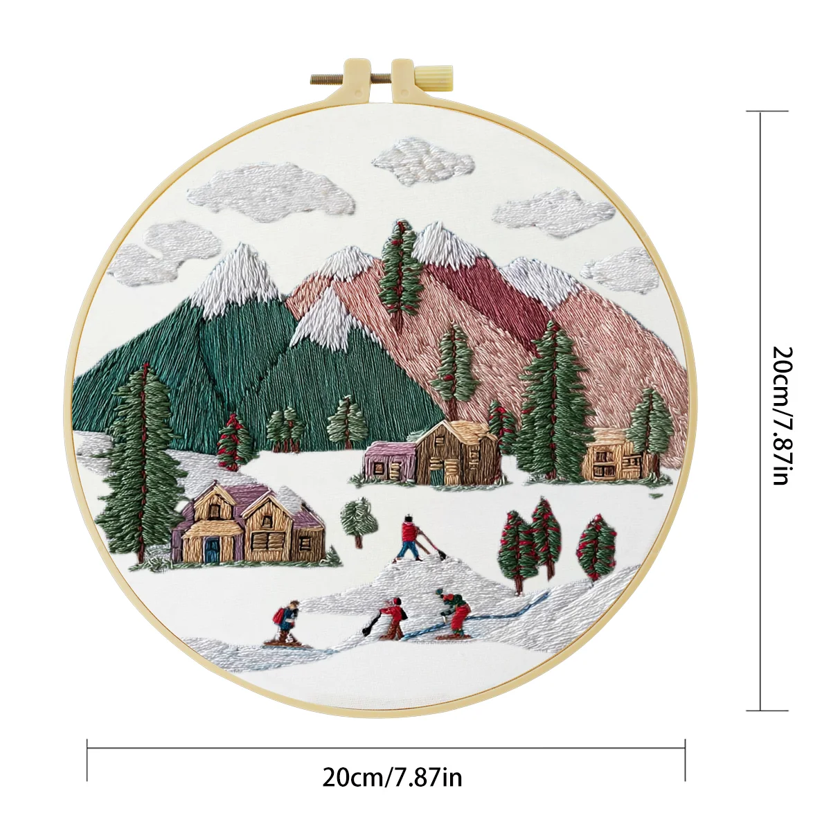 1 Stück 20X20CM/15X15CM 7,87/6,3 Zoll Ski-Stickerei-Starter-Kit DIY-Kit DIY-Stickerei-Set Handarbeiten Heimdekoration Nadelkunst – Detail 4