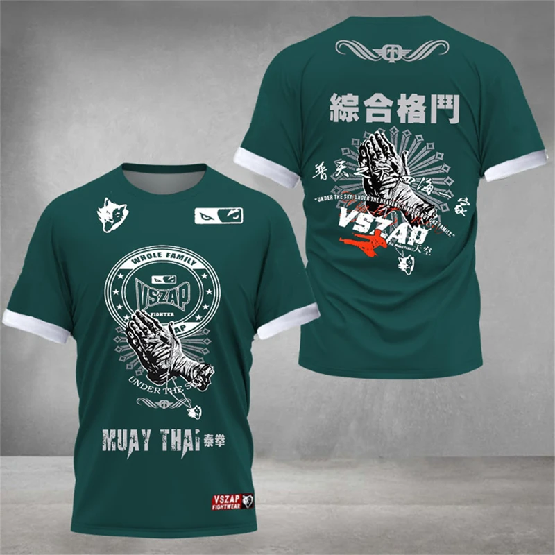 Summer Men's Muay Thai T-shirt Quick drying sports round neck T-shirt New Muay Thai Wrestling T-shirt Sports men's clothing tops