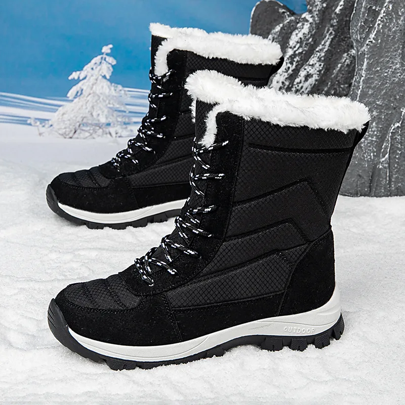 Lovers Casual Snow Boots Winter Warm Velvet Cotton Boots woman Men's Non-slip Comfort Outdoor Unisex Cross-country Hiking