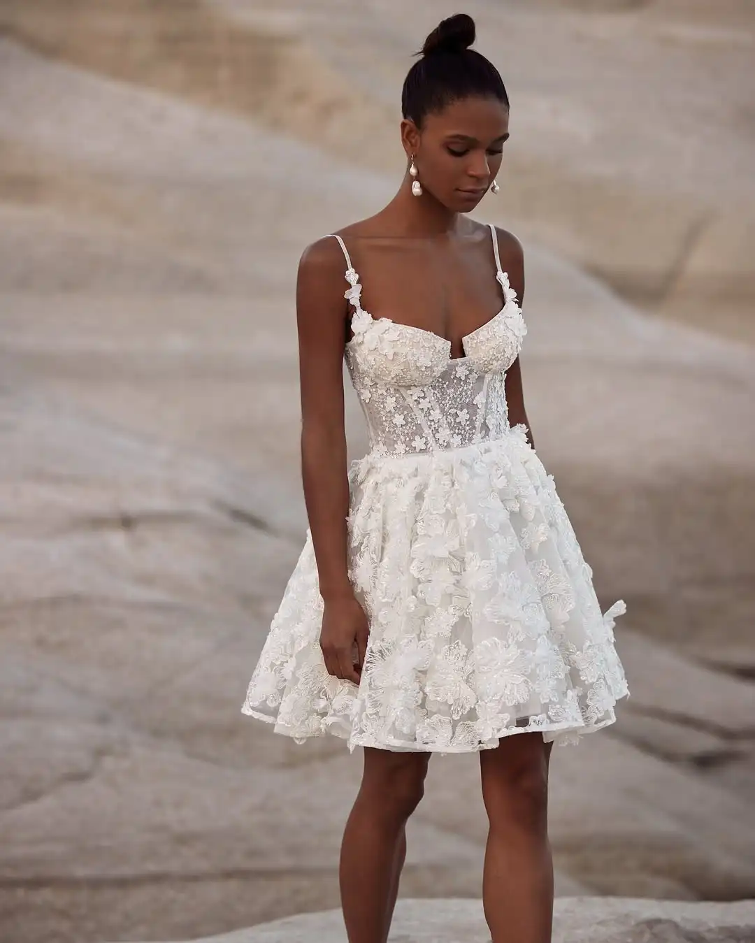 

Ofherown Lace Beaded Aplliques Mini Cocktail Dress Spaghetti Straps Short Evening Dresses Above Knee Robe De Soiree